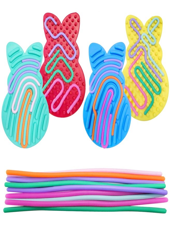 Cherislpy 4 Pcs Easter Bunny Sensory Activity Board Toys Double-Side Silicone Fidget Toy for Kids Boys Girls Calming for Anxiety Easter Basket Stuffers Party Favors Gifts - Image 1